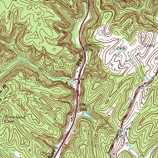 Topographic Map of Chester Creek, KY