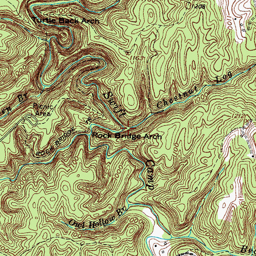 Topographic Map of Chestnut Log Branch, KY