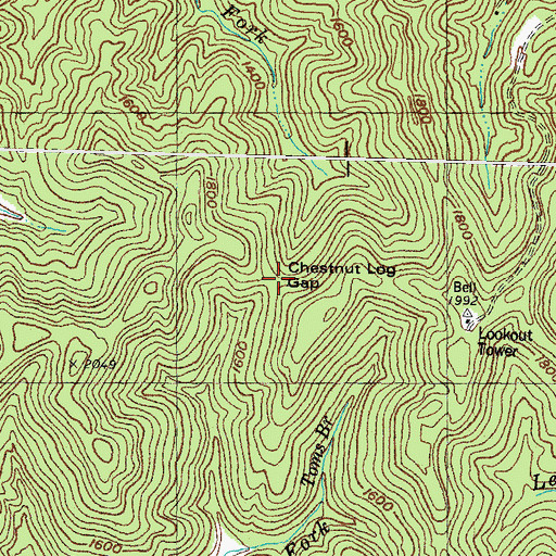 Topographic Map of Chestnut Log Gap, KY