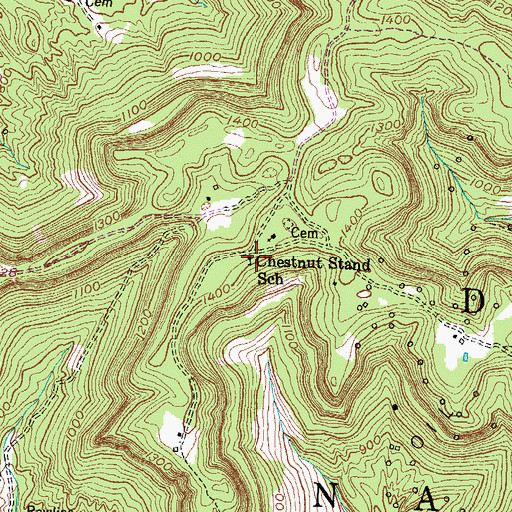 Topographic Map of Chestnut Stand School, KY