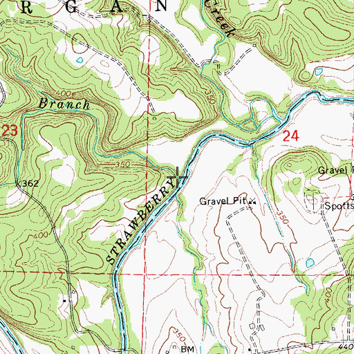 Topographic Map of Lick Branch, AR