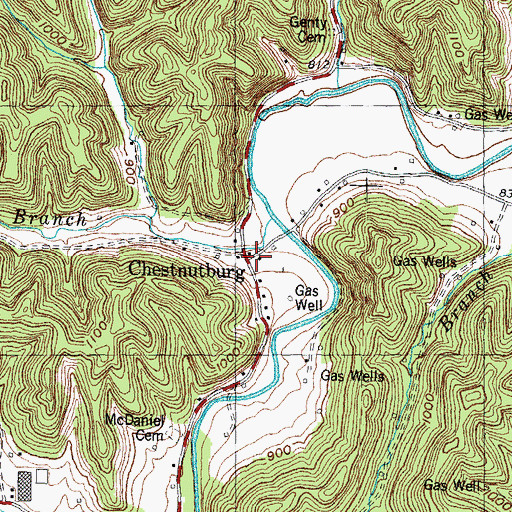 Topographic Map of Chestnutburg, KY