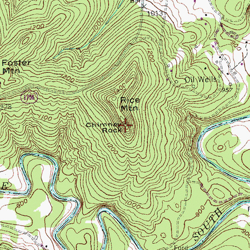 Topographic Map of Chimney Rock, KY