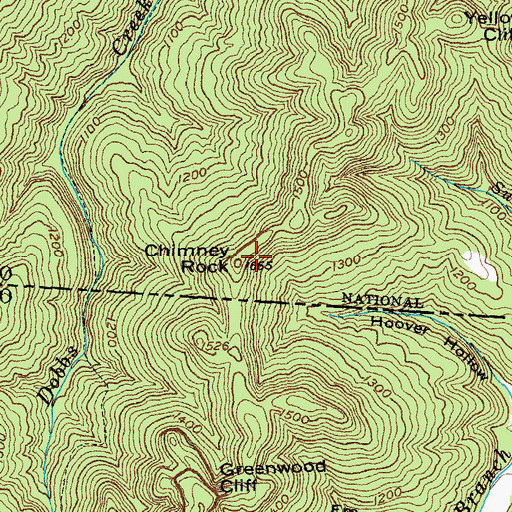 Topographic Map of Chimney Rock, KY