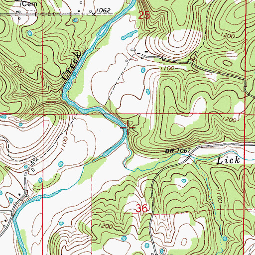 Topographic Map of Lick Branch, AR