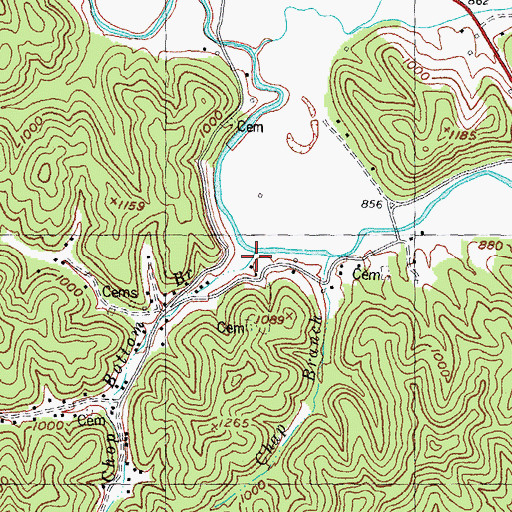 Topographic Map of Chop Bottom Branch, KY