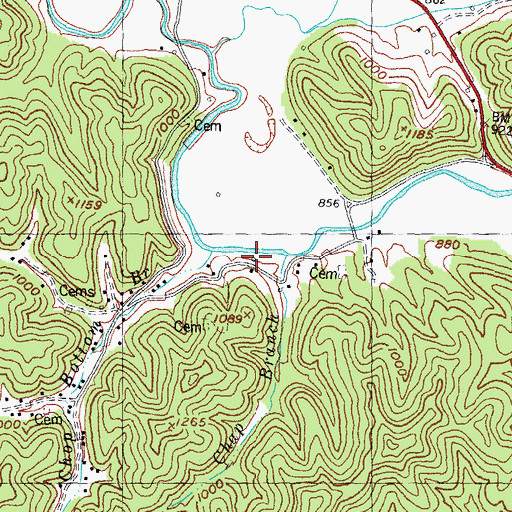 Topographic Map of Chop Bottom School, KY