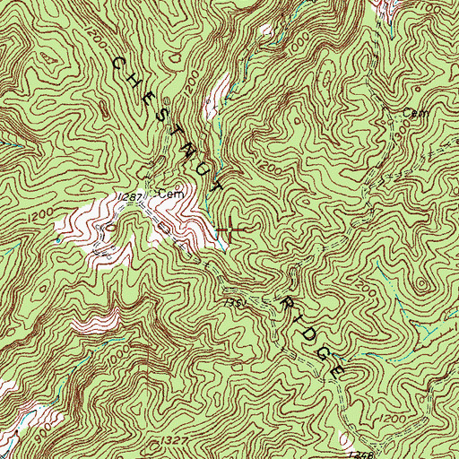 Topographic Map of Chop Chestnut Ridge, KY