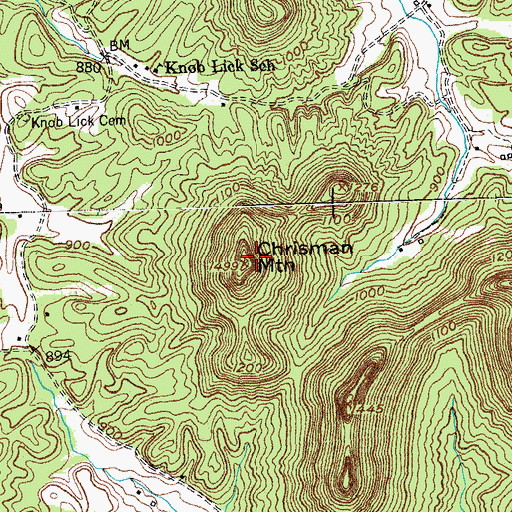 Topographic Map of Chrisman Mountain, KY