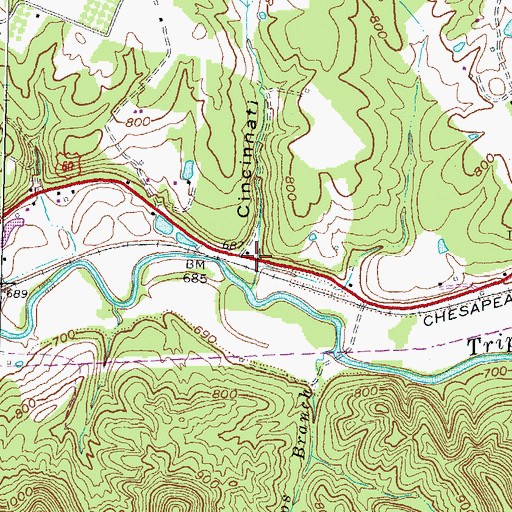 Topographic Map of Cincinnati Hollow, KY