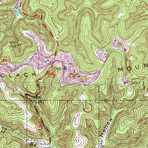 Topographic Map of Clack Mountain, KY