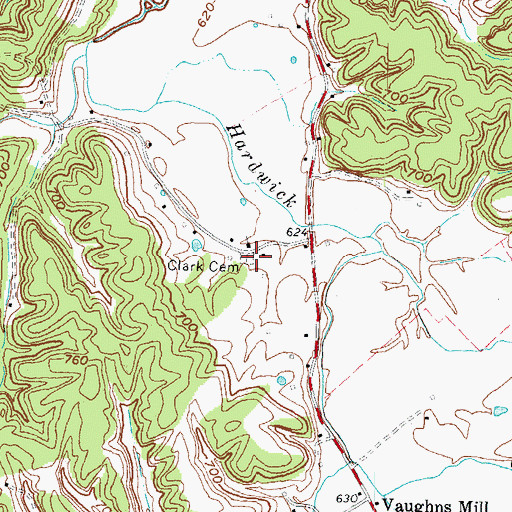 Topographic Map of Clark Cemetery, KY