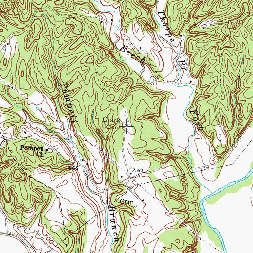Topographic Map of Clark Cemetery, KY