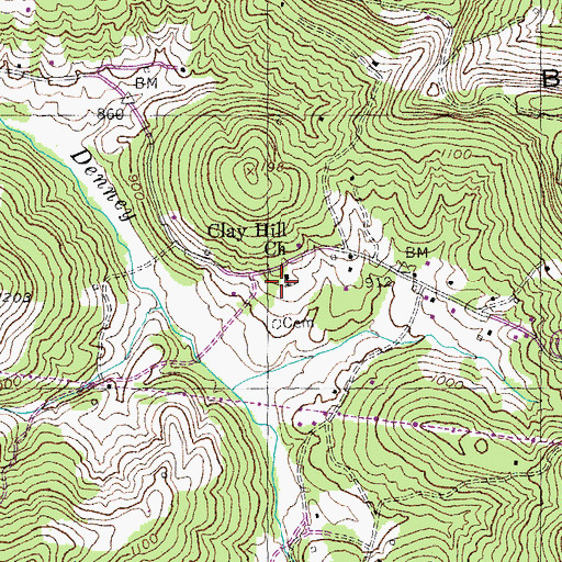 Topographic Map of Clay Hill Church, KY