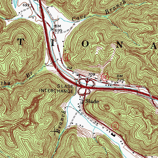 Topographic Map of Clear Branch, KY