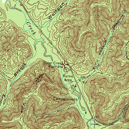 Topographic Map of Clear Creek Furnace, KY