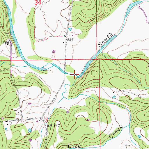 Topographic Map of Lick Creek, AR