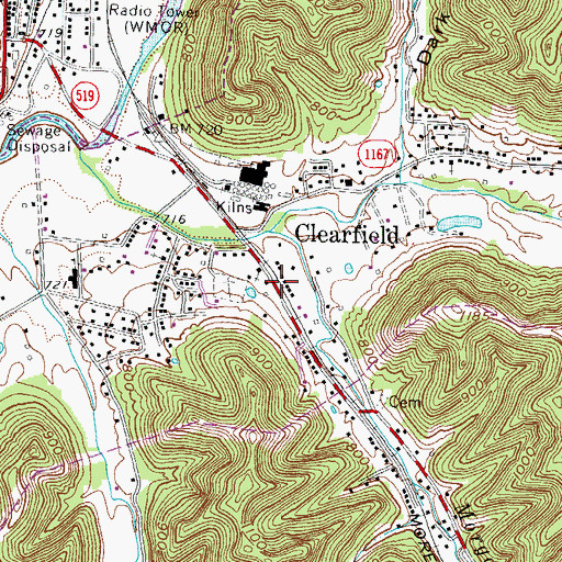 Topographic Map of Clearfield, KY