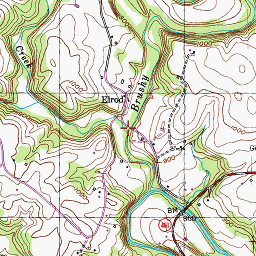 Topographic Map of Clifty Creek, KY