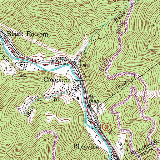 Topographic Map of Closplint, KY