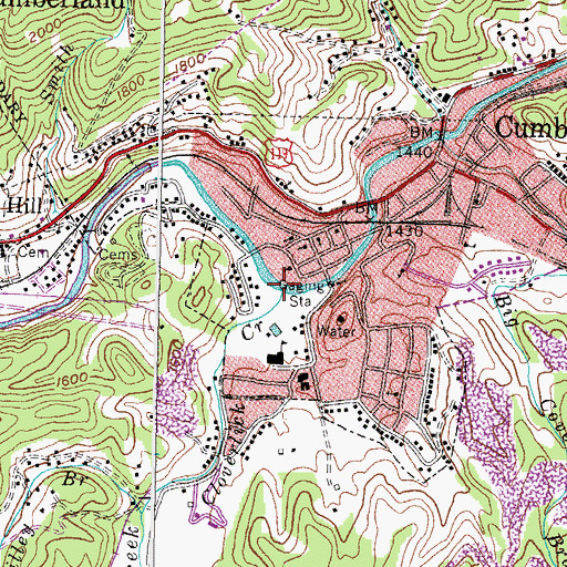 Topographic Map of Cloverlick Creek, KY