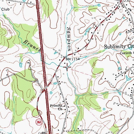 Topographic Map of Cloyd Branch, KY