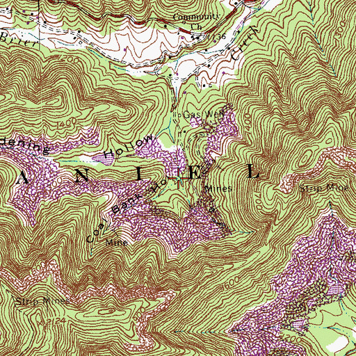 Topographic Map of Coal Bank Hollow, KY