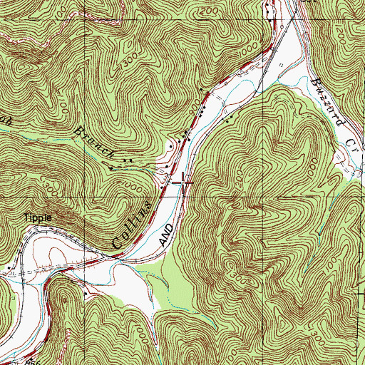 Topographic Map of Cob Branch, KY