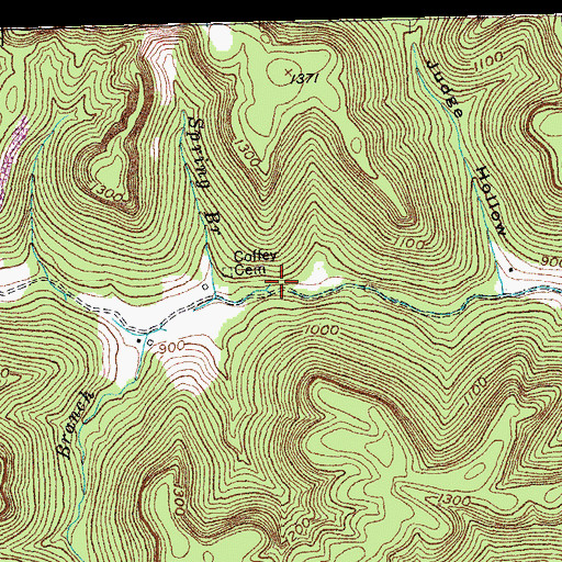Topographic Map of Coffey Cemetery, KY