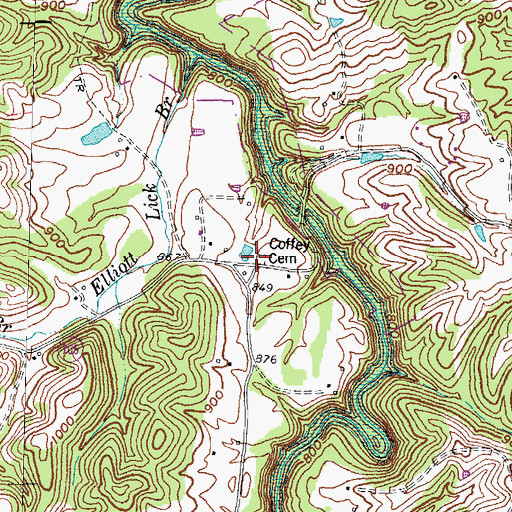 Topographic Map of Coffey Cemetery, KY