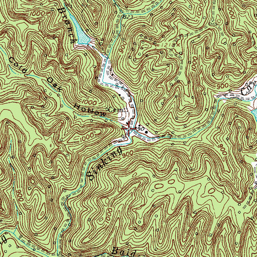 Topographic Map of Cold Oak Hollow, KY