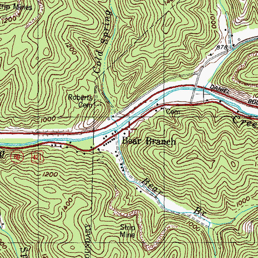 Topographic Map of Cold Spring Branch, KY