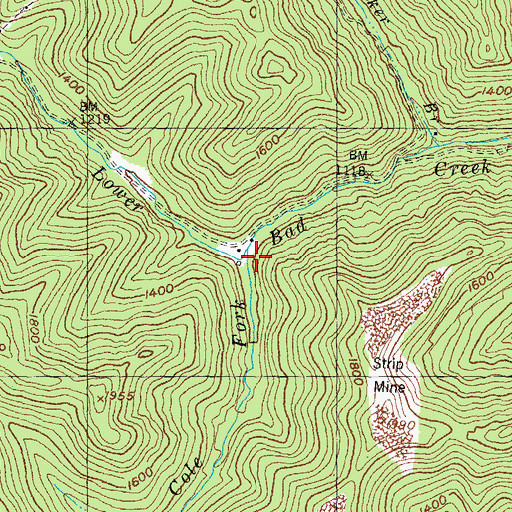 Topographic Map of Cole Fork, KY