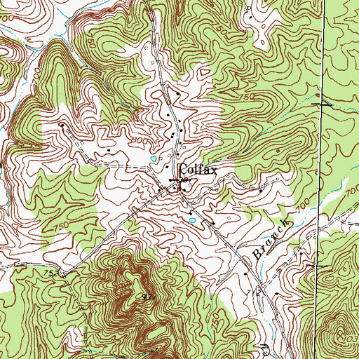 Topographic Map of Colfax, KY