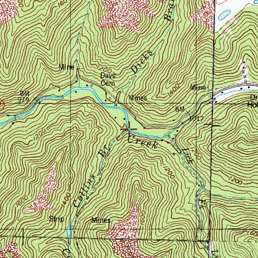 Topographic Map of Collins Branch, KY