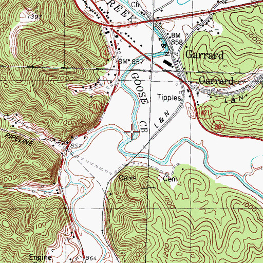 Topographic Map of Collins Fork, KY