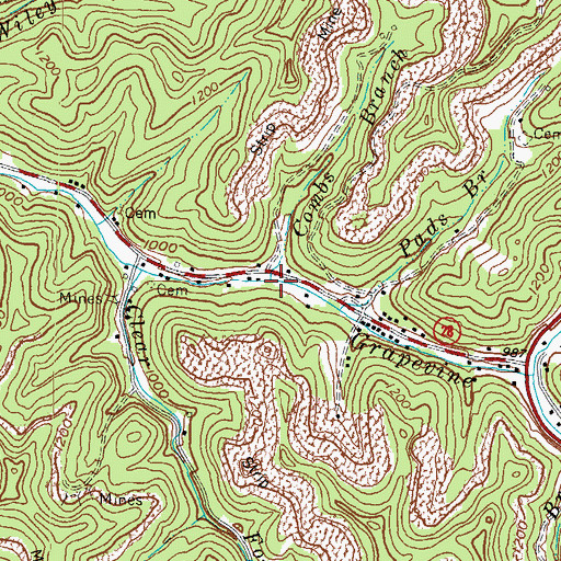 Topographic Map of Combs Branch, KY