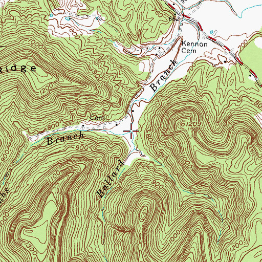Topographic Map of Combs Branch, KY