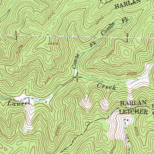 Topographic Map of Combs Fork, KY