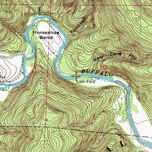 Topographic Map of Lick Ford, AR