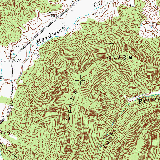 Topographic Map of Combs Ridge, KY