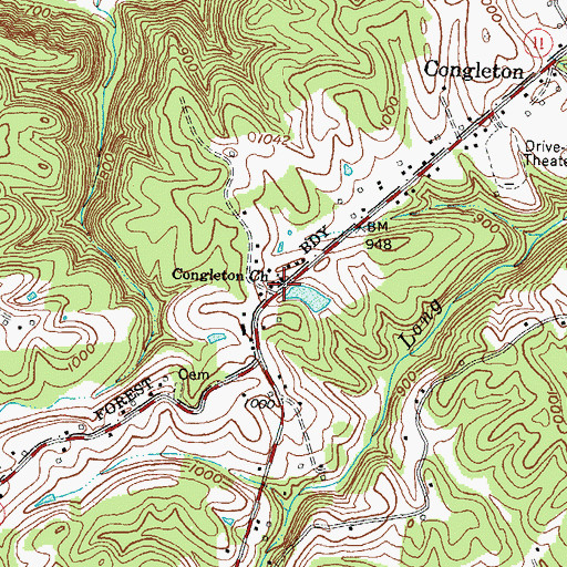 Topographic Map of Congleton Church, KY