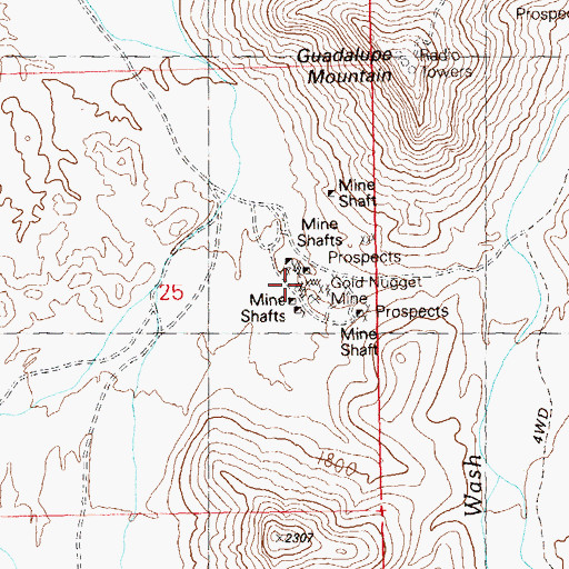 Topographic Map of Gold Nugget Mine, AZ