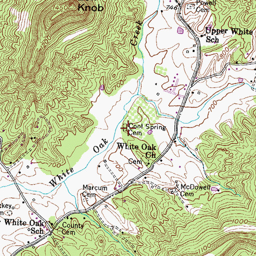 Topographic Map of Cool Spring Cemetery, KY