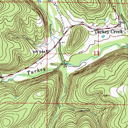 Topographic Map of Lick Fork, AR