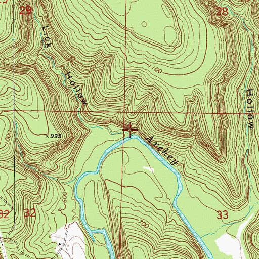 Topographic Map of Lick Hollow, AR