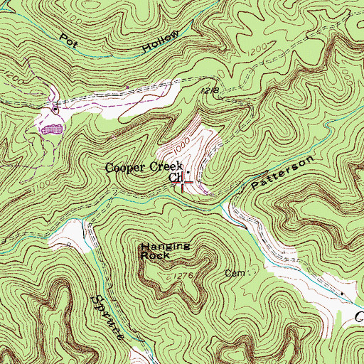 Topographic Map of Cooper Creek Church, KY