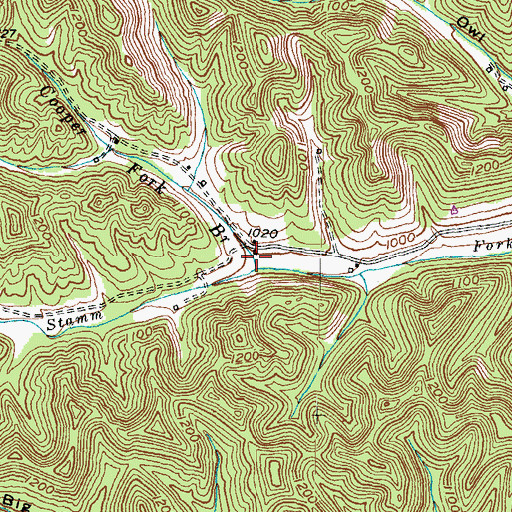 Topographic Map of Cooper Fork Branch, KY
