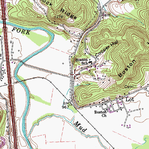 Topographic Map of Cooper Hollow, KY