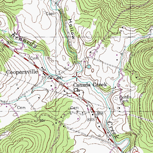 Topographic Map of Cooper Hollow, KY